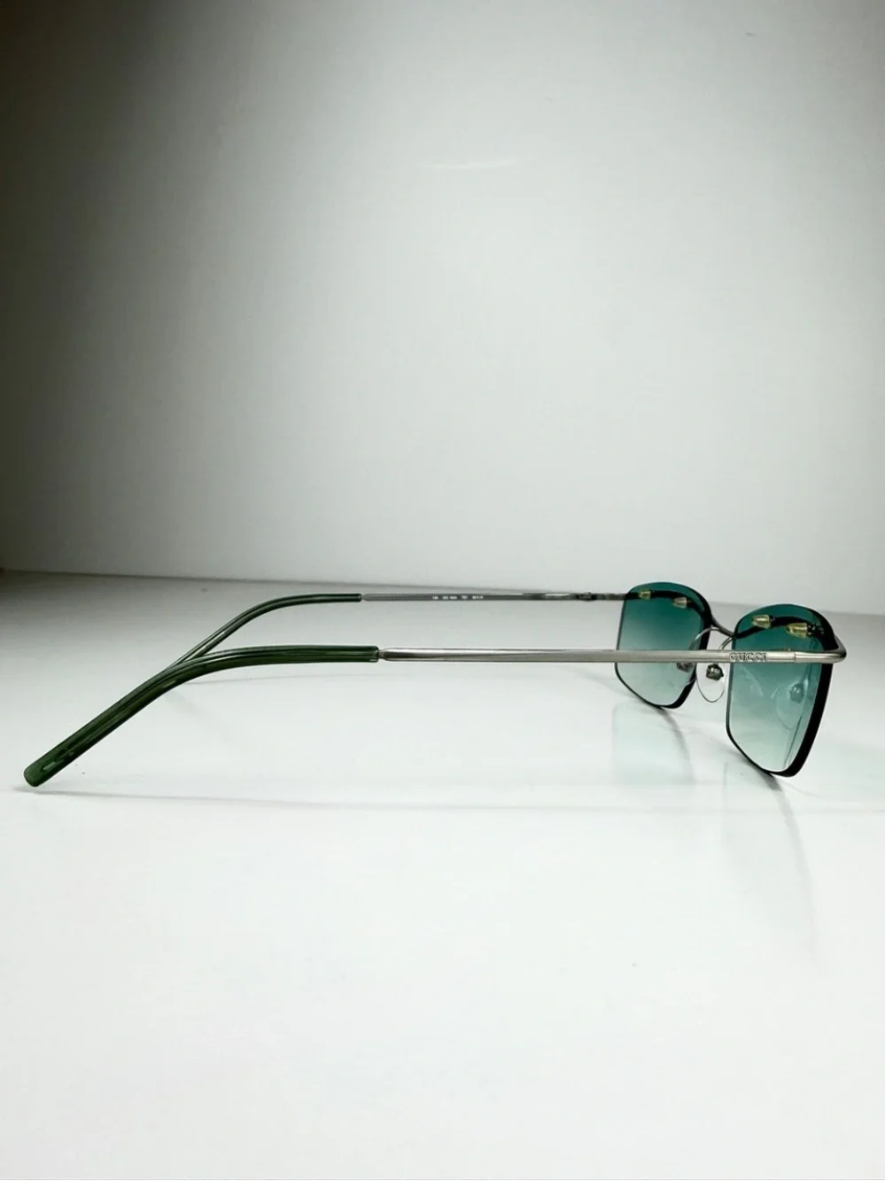 Gucci DeadStock Tom Ford Y2K Rimless Sunglasses GG 1654 T5T Teal Brow Bar Set